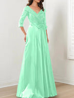 A-Line/Princess V-Neck Floor-Length Mother of the Bride Dresses by Dreamylily