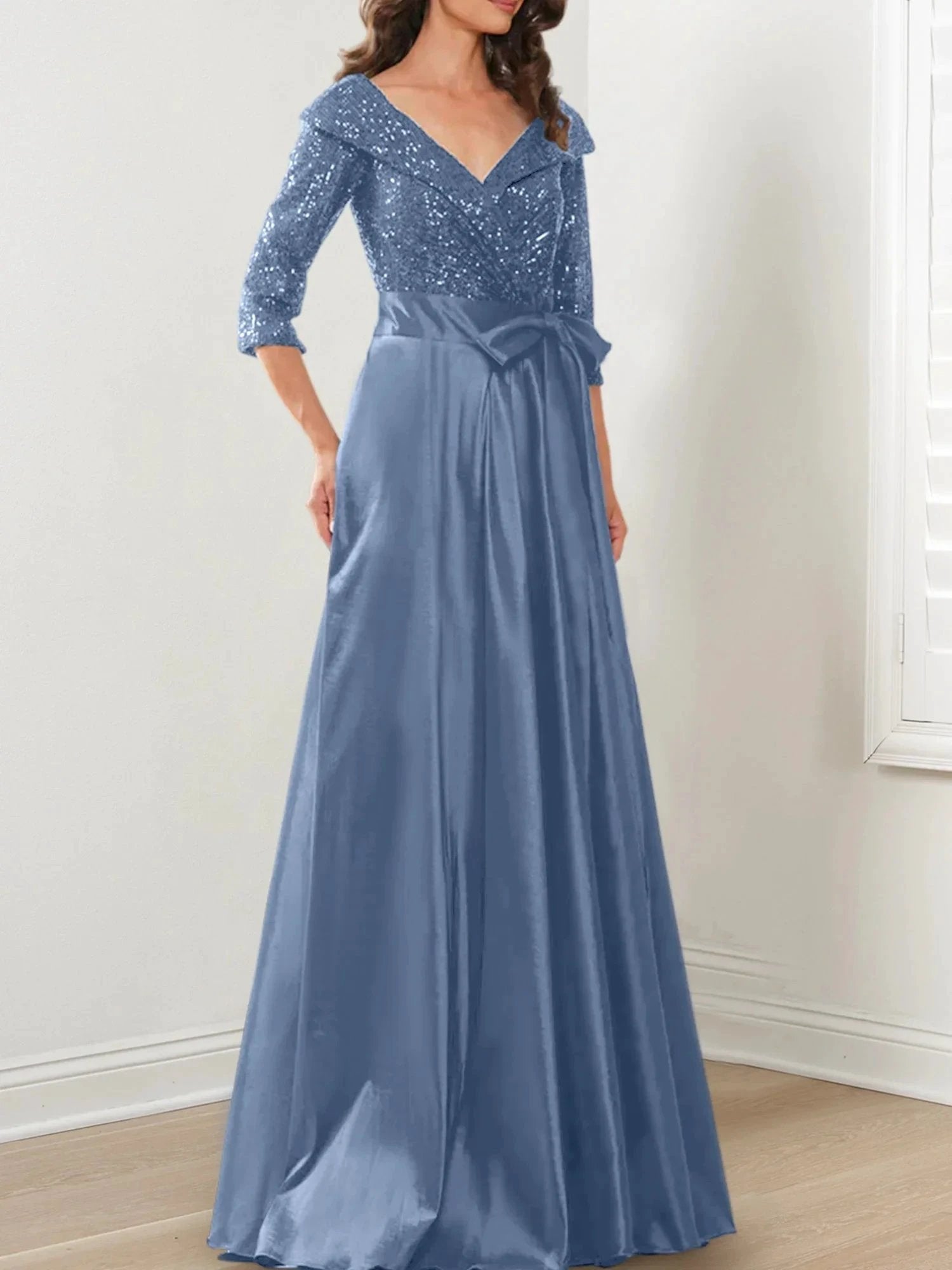 A-Line/Princess V-Neck Floor-Length Mother of the Bride Dresses by Dreamylily