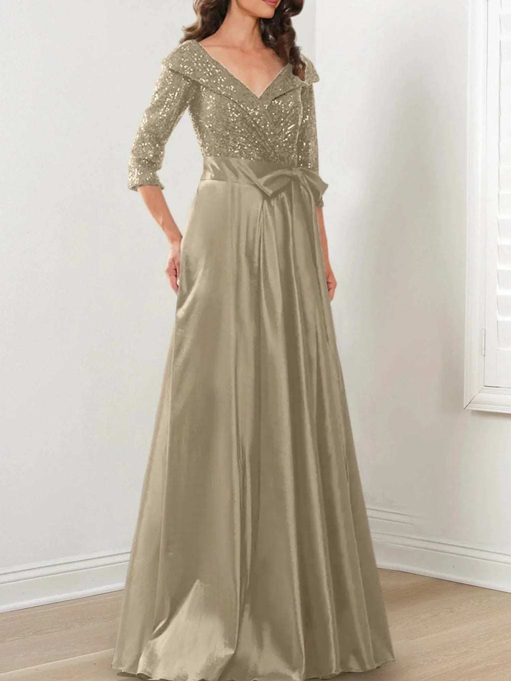 A-Line/Princess V-Neck Floor-Length Mother of the Bride Dresses by Dreamylily