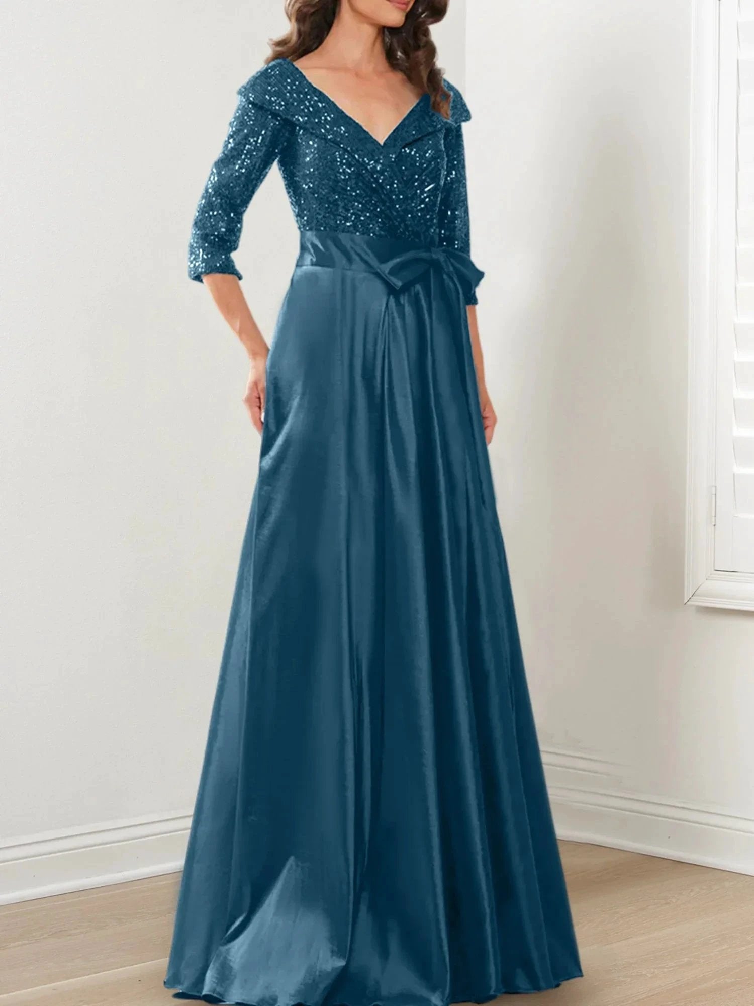 A-Line/Princess V-Neck Floor-Length Mother of the Bride Dresses by Dreamylily