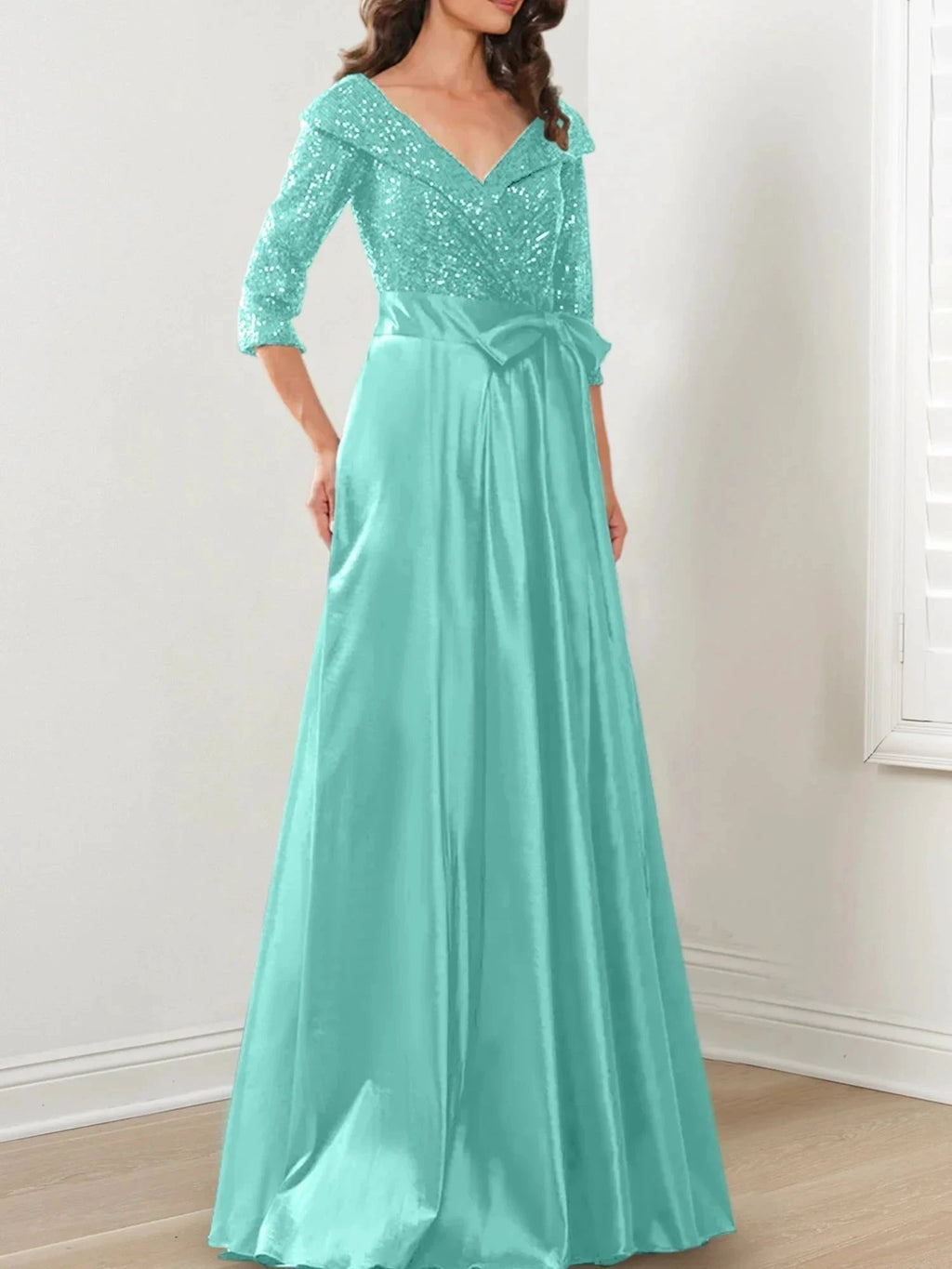 A-Line/Princess V-Neck Floor-Length Mother of the Bride Dresses by Dreamylily
