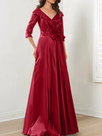A-Line/Princess V-Neck Floor-Length Mother of the Bride Dresses by Dreamylily