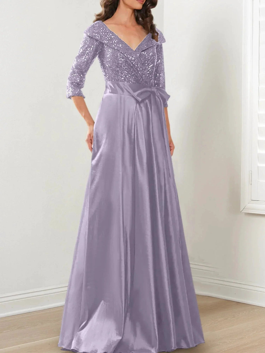 A-Line/Princess V-Neck Floor-Length Mother of the Bride Dresses by Dreamylily