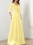 A-Line/Princess V-Neck Floor-Length Mother of the Bride Dresses by Dreamylily