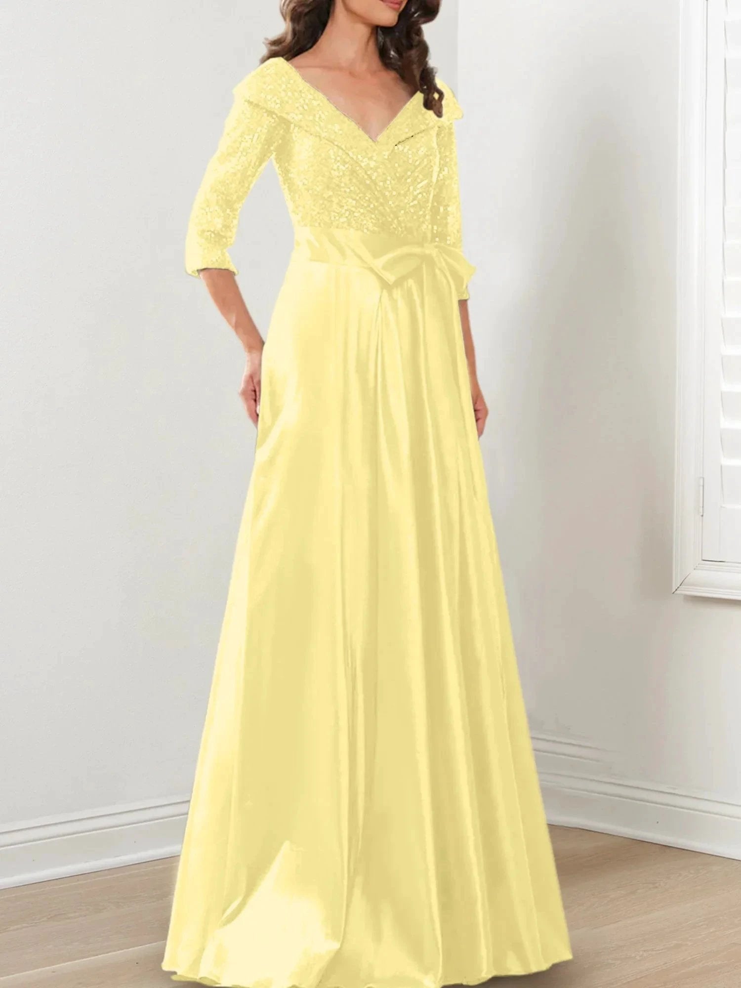 A-Line/Princess V-Neck Floor-Length Mother of the Bride Dresses by Dreamylily