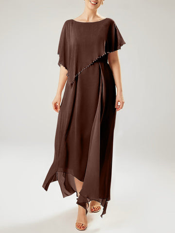 Vestidos de madre de la novia con mangas cortas, corte tubo/columna y borlas 