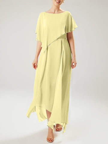 Vestidos de madre de la novia con mangas cortas, corte tubo/columna y borlas 