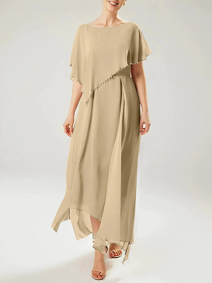 Sheath/Column Scoop Short Sleeves Mother of the Bride Dresses with Tassel by Dreamylily