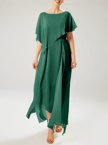 Vestidos de madre de la novia con mangas cortas, corte tubo/columna y borlas 