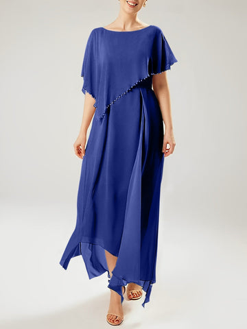 Vestidos de madre de la novia con mangas cortas, corte tubo/columna y borlas 