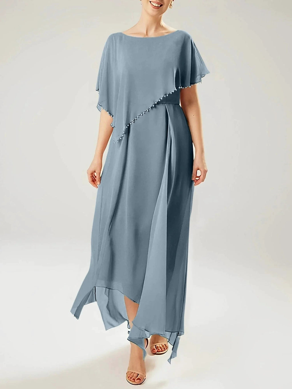 Sheath/Column Scoop Short Sleeves Mother of the Bride Dresses with Tassel by Dreamylily