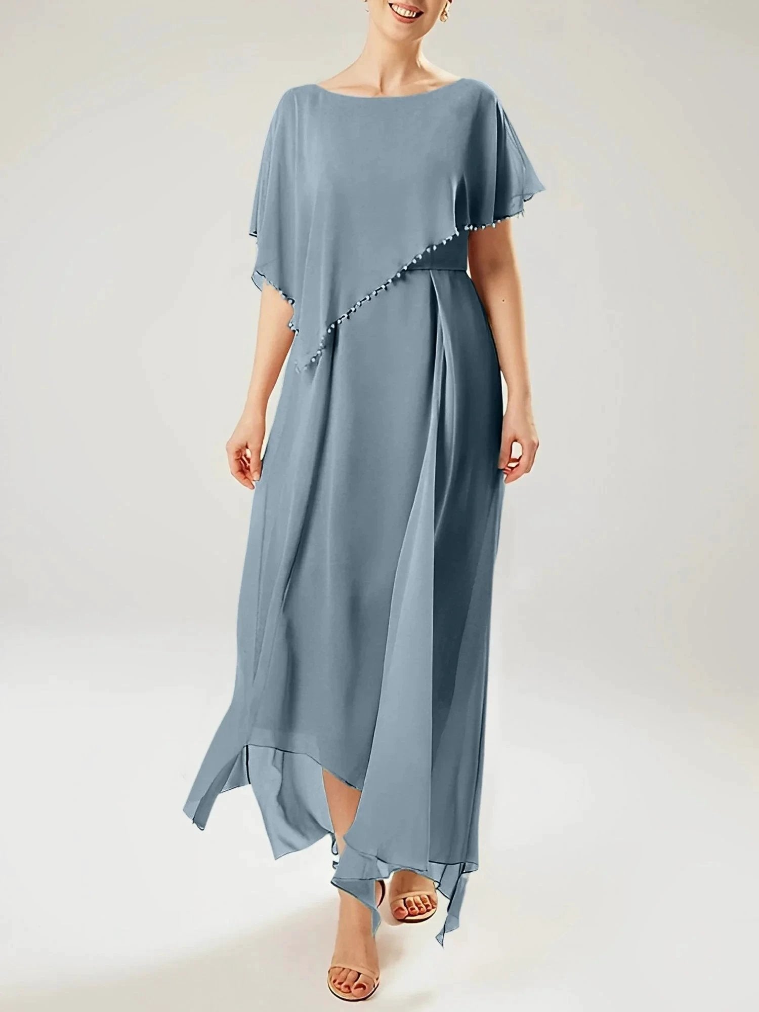 Sheath/Column Scoop Short Sleeves Mother of the Bride Dresses with Tassel by Dreamylily