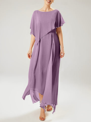 Vestidos de madre de la novia con mangas cortas, corte tubo/columna y borlas 