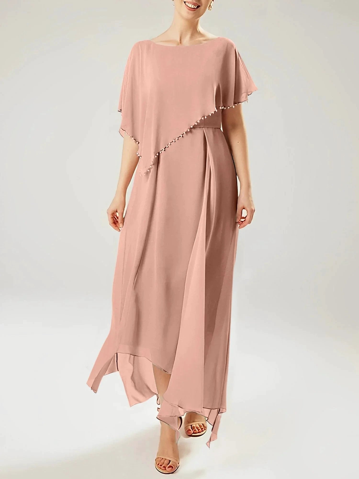 Sheath/Column Scoop Short Sleeves Mother of the Bride Dresses with Tassel by Dreamylily