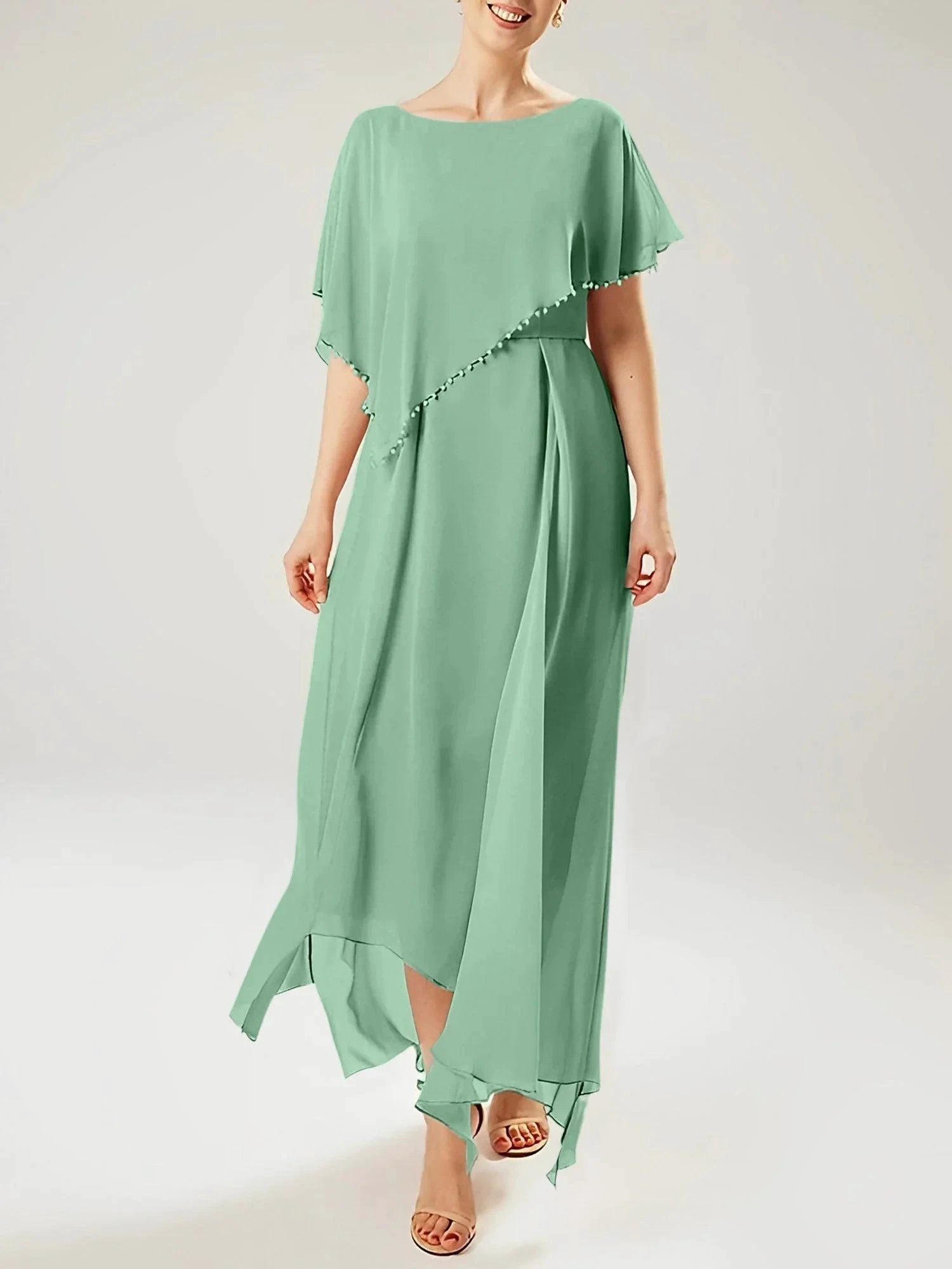 Sheath/Column Scoop Short Sleeves Mother of the Bride Dresses with Tassel by Dreamylily