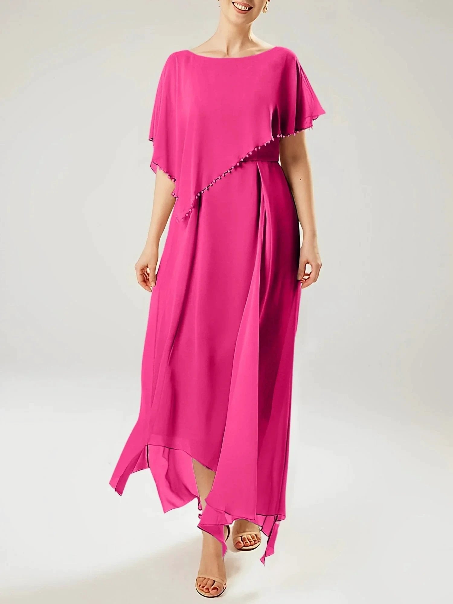 Sheath/Column Scoop Short Sleeves Mother of the Bride Dresses with Tassel by Dreamylily