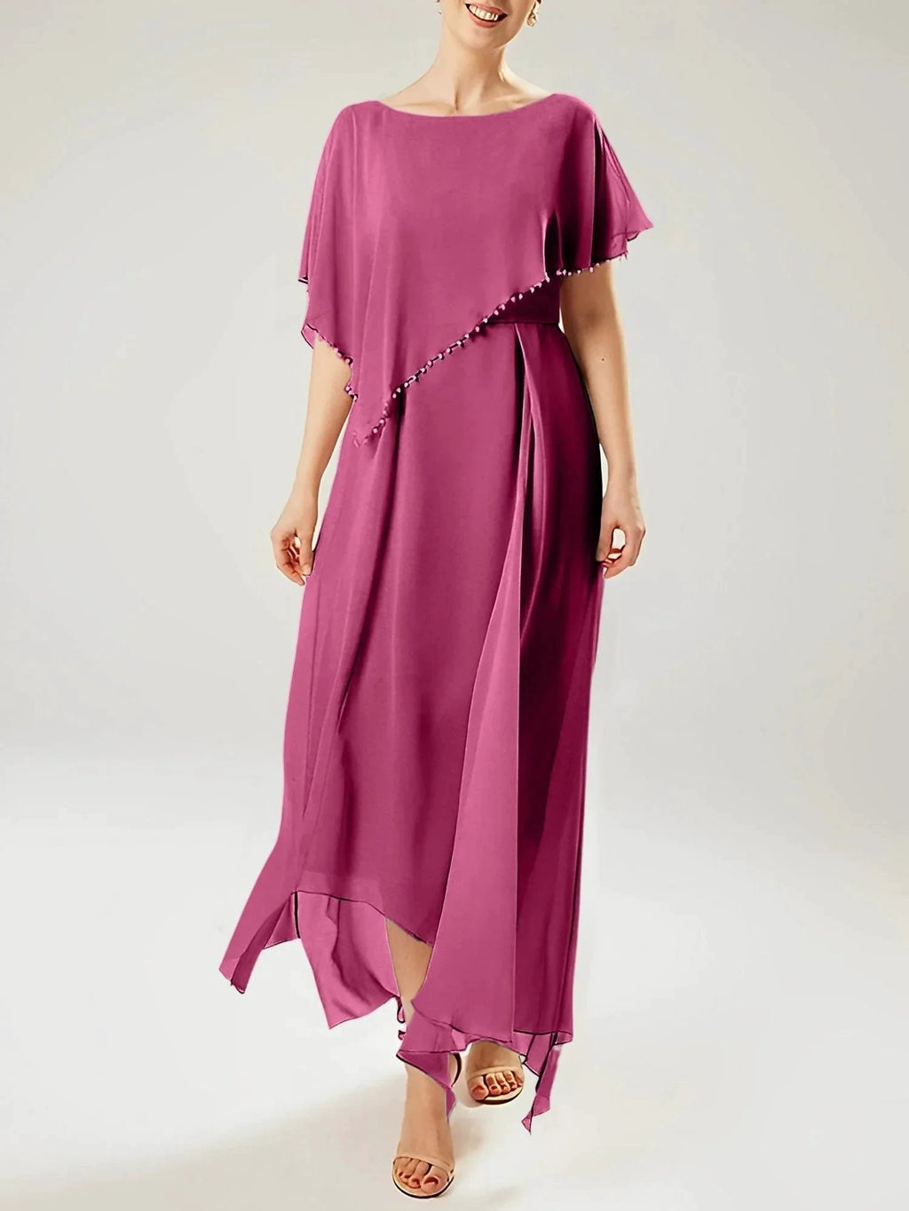 Sheath/Column Scoop Short Sleeves Mother of the Bride Dresses with Tassel by Dreamylily