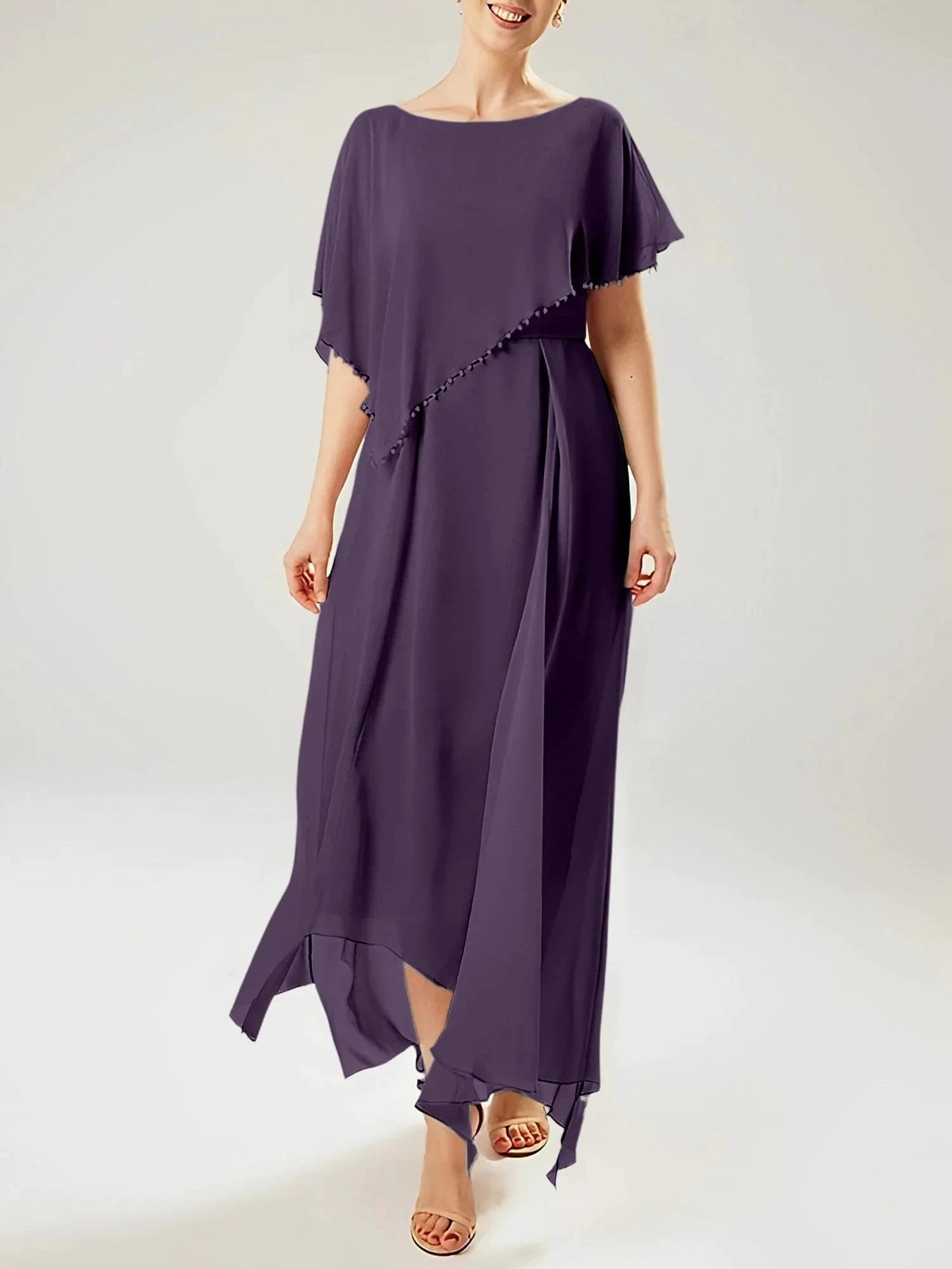 Sheath/Column Scoop Short Sleeves Mother of the Bride Dresses with Tassel by Dreamylily