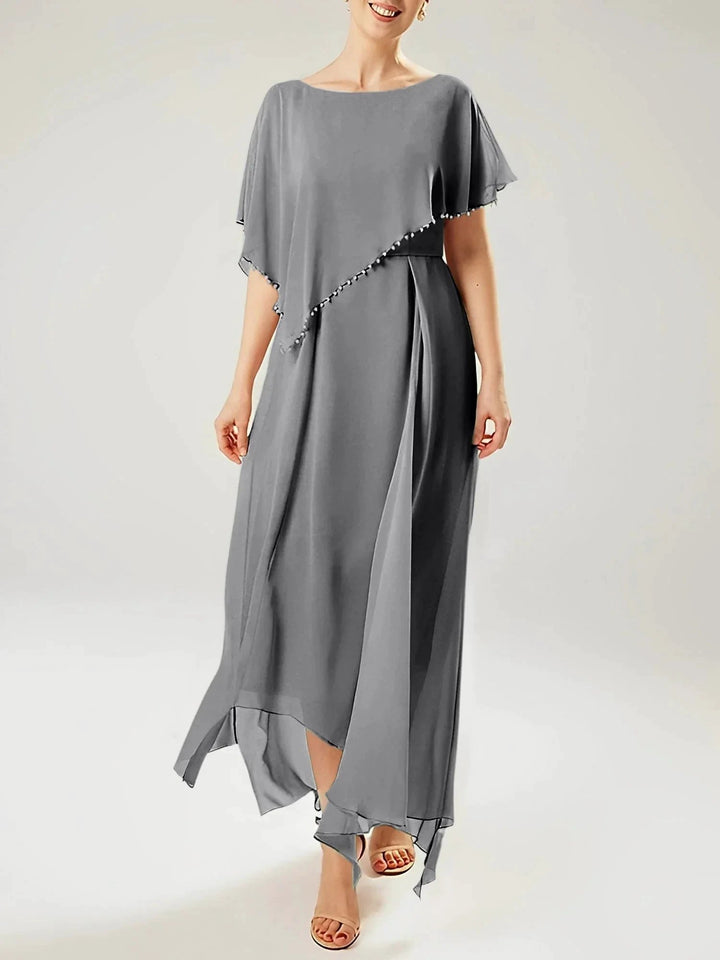 Sheath/Column Scoop Short Sleeves Mother of the Bride Dresses with Tassel by Dreamylily