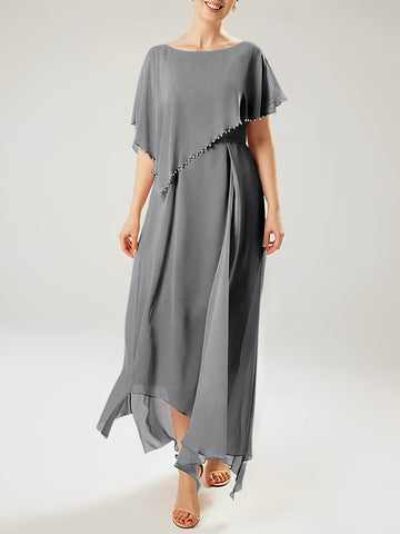 Vestidos de madre de la novia con mangas cortas, corte tubo/columna y borlas 
