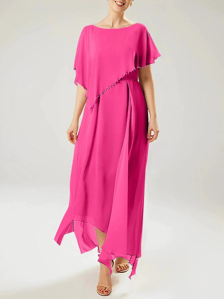 Sheath/Column Scoop Short Sleeves Mother of the Bride Dresses with Tassel by Dreamylily