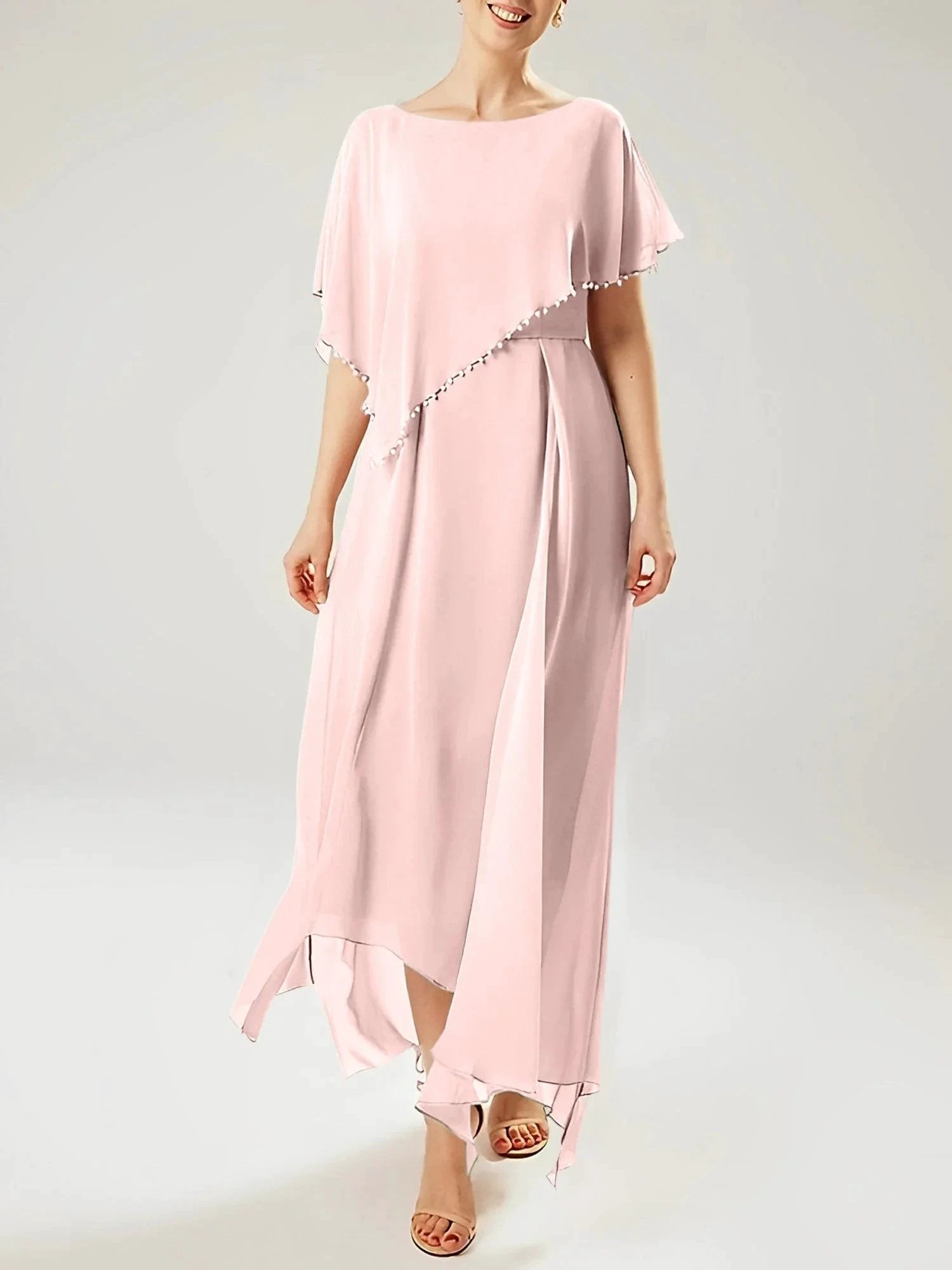 Sheath/Column Scoop Short Sleeves Mother of the Bride Dresses with Tassel by Dreamylily
