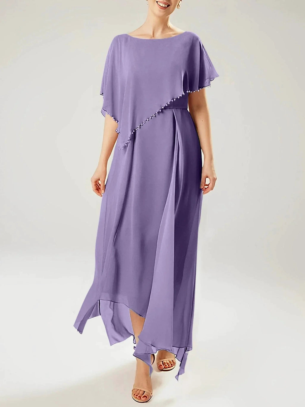 Sheath/Column Scoop Short Sleeves Mother of the Bride Dresses with Tassel by Dreamylily