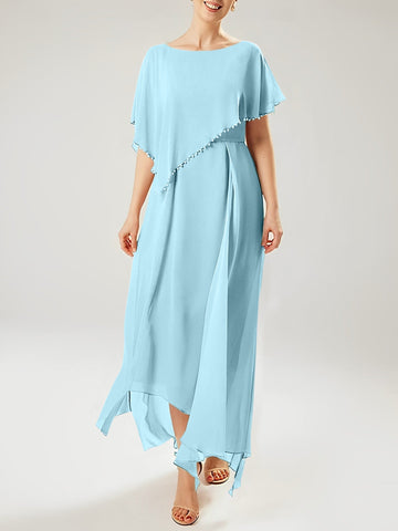 Vestidos de madre de la novia con mangas cortas, corte tubo/columna y borlas 