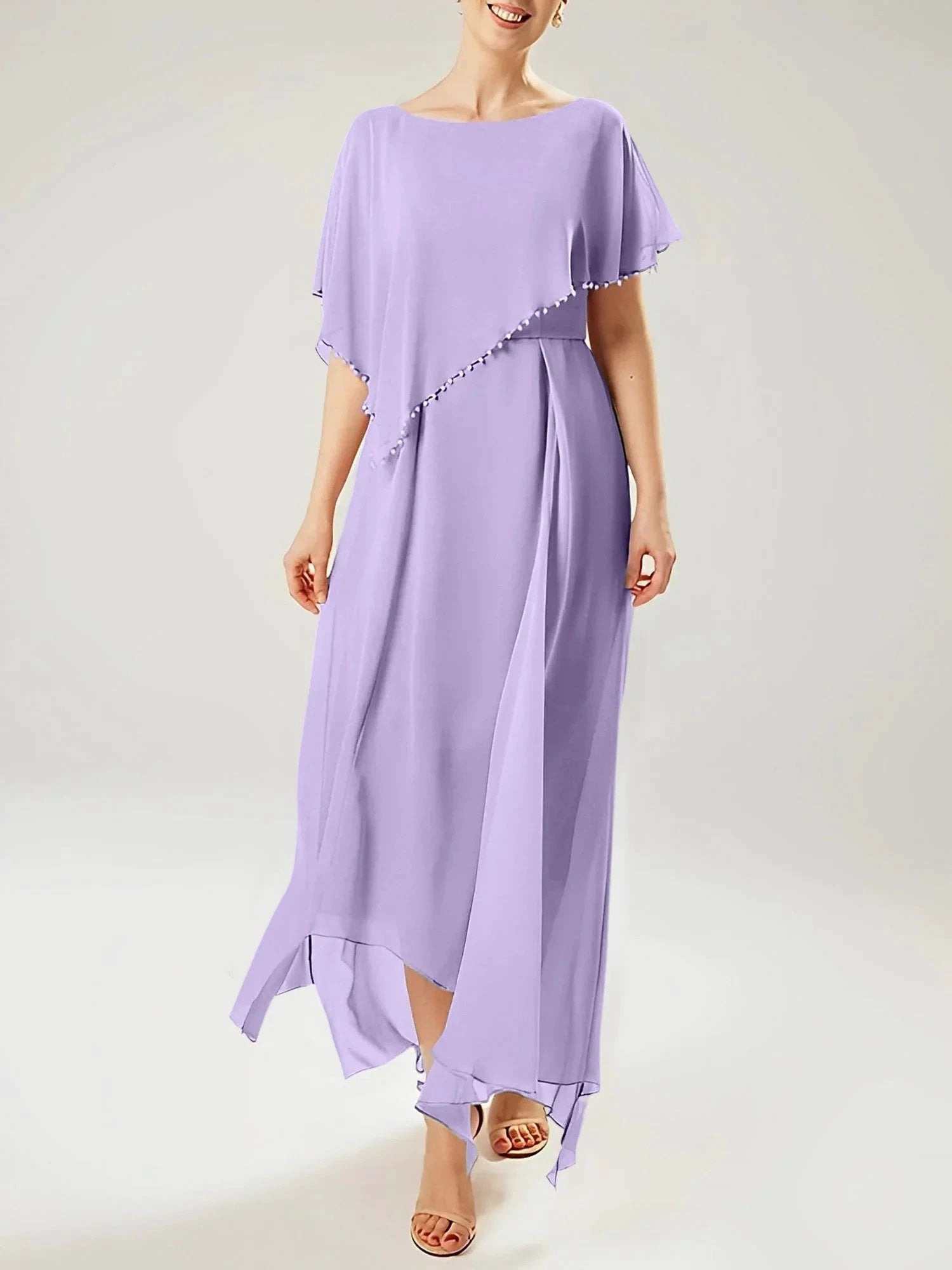 Sheath/Column Scoop Short Sleeves Mother of the Bride Dresses with Tassel by Dreamylily