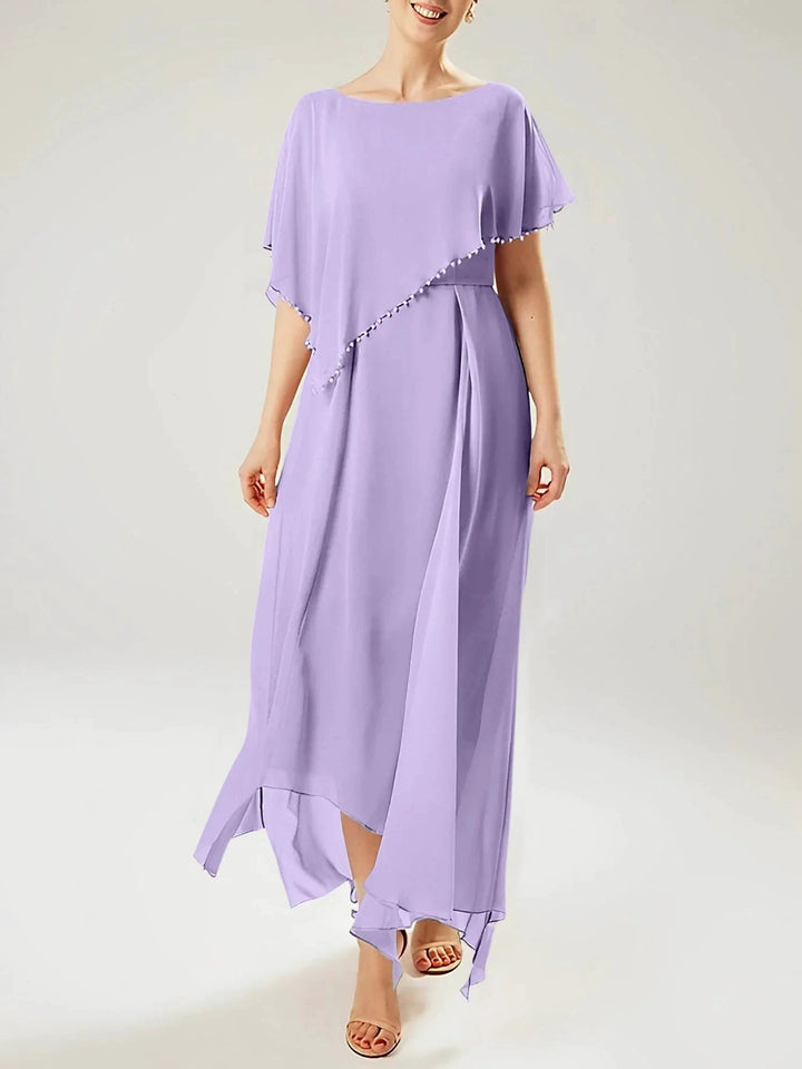 Sheath/Column Scoop Short Sleeves Mother of the Bride Dresses with Tassel by Dreamylily