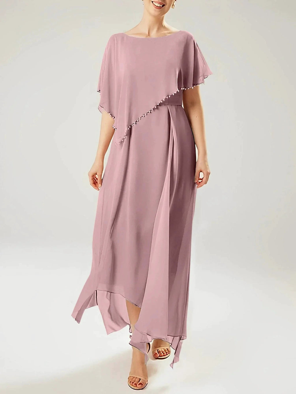 Sheath/Column Scoop Short Sleeves Mother of the Bride Dresses with Tassel by Dreamylily