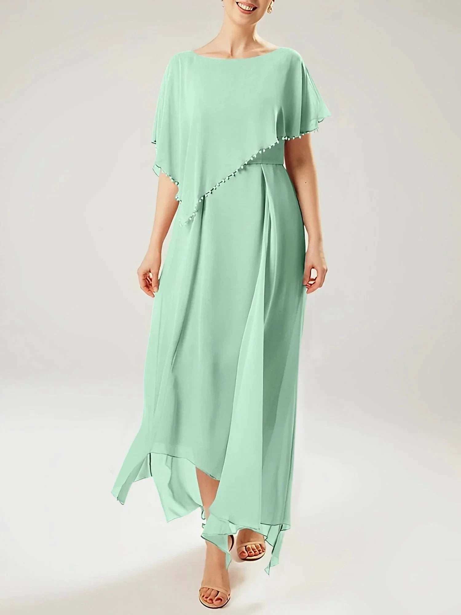 Sheath/Column Scoop Short Sleeves Mother of the Bride Dresses with Tassel by Dreamylily