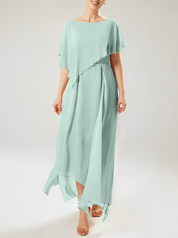 Vestidos de madre de la novia con mangas cortas, corte tubo/columna y borlas 