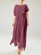 Sheath/Column Scoop Short Sleeves Mother of the Bride Dresses with Tassel by Dreamylily