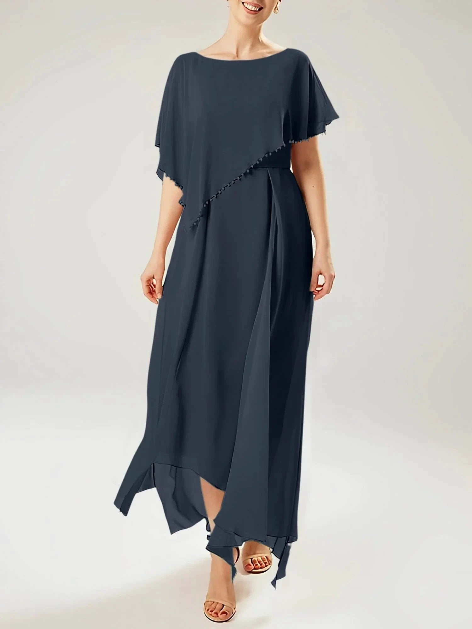 Sheath/Column Scoop Short Sleeves Mother of the Bride Dresses with Tassel by Dreamylily