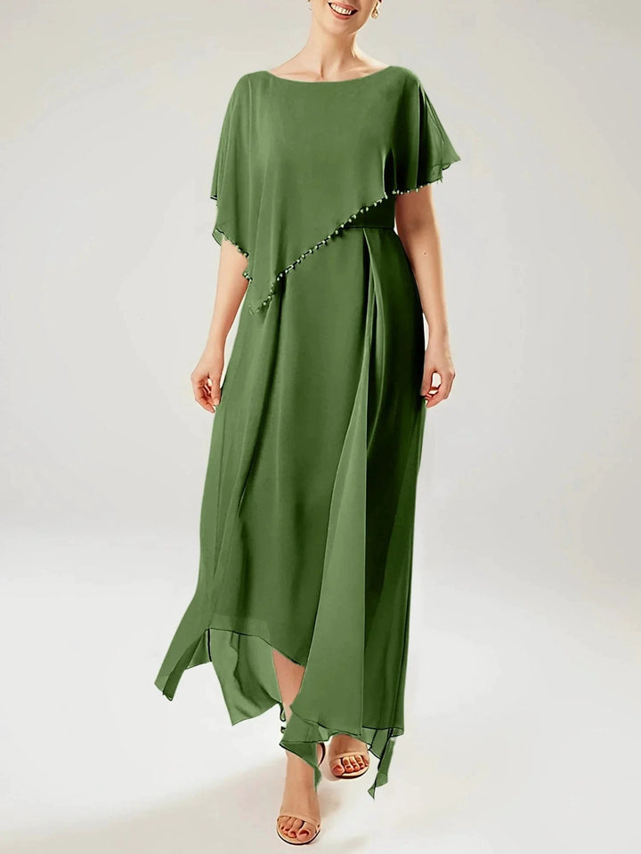 Sheath/Column Scoop Short Sleeves Mother of the Bride Dresses with Tassel by Dreamylily