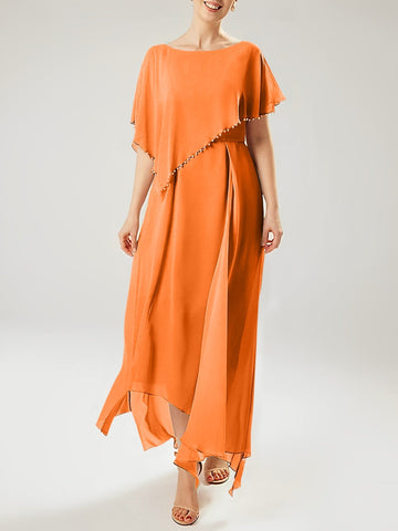 Vestidos de madre de la novia con mangas cortas, corte tubo/columna y borlas 