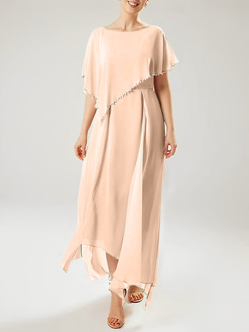 Vestidos de madre de la novia con mangas cortas, corte tubo/columna y borlas 