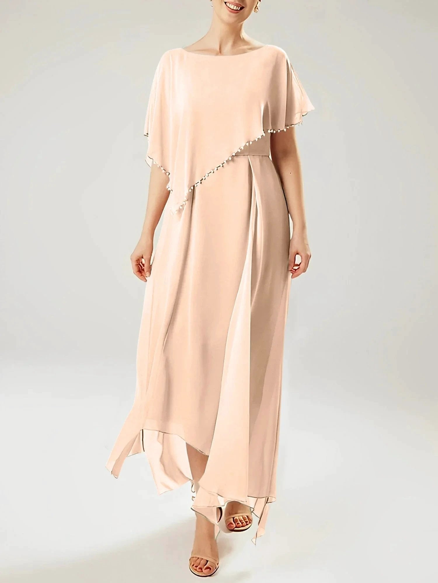 Sheath/Column Scoop Short Sleeves Mother of the Bride Dresses with Tassel by Dreamylily