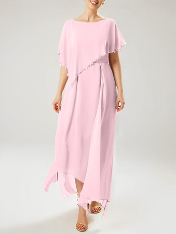 Vestidos de madre de la novia con mangas cortas, corte tubo/columna y borlas 