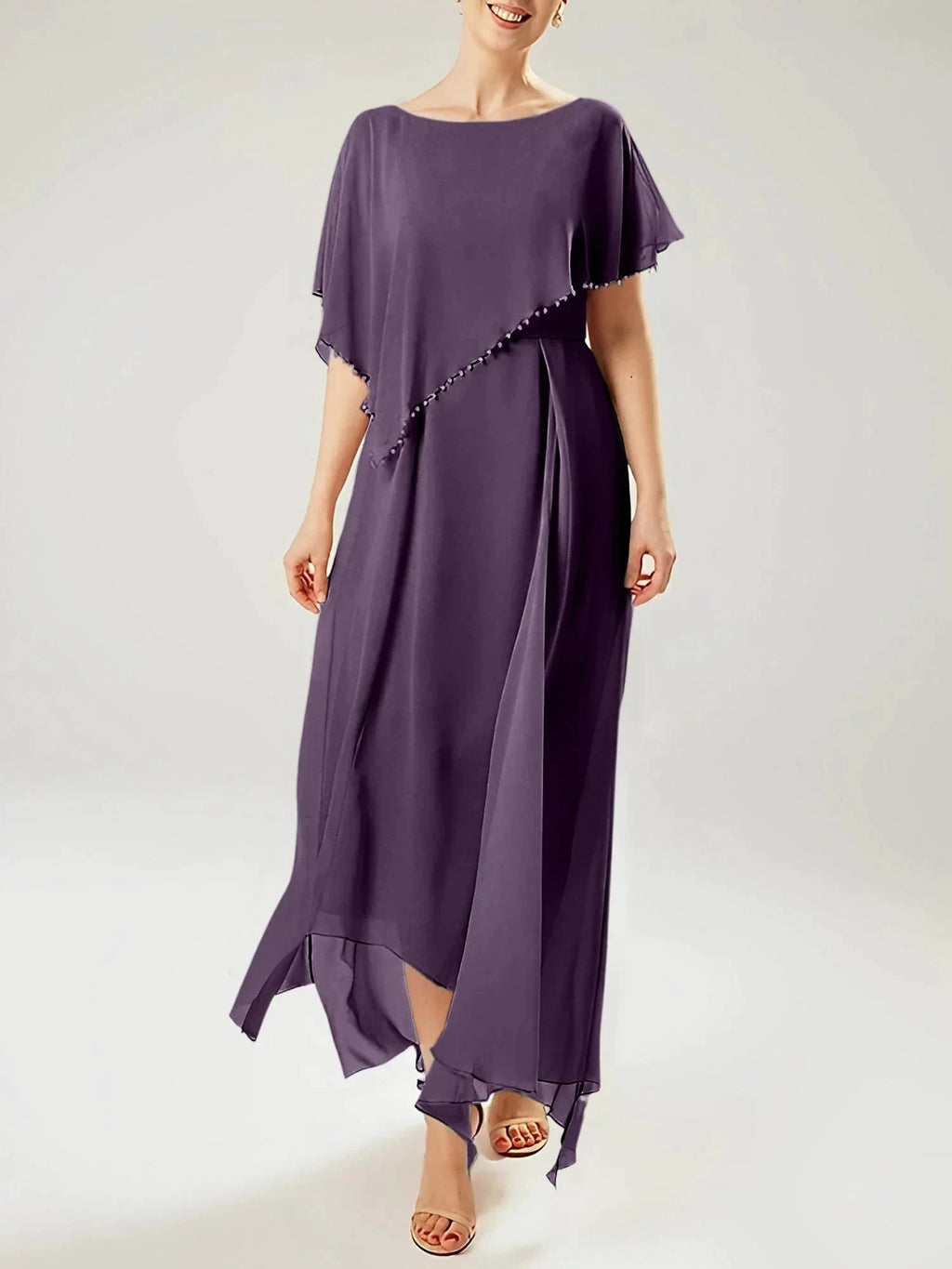 Sheath/Column Scoop Short Sleeves Mother of the Bride Dresses with Tassel by Dreamylily