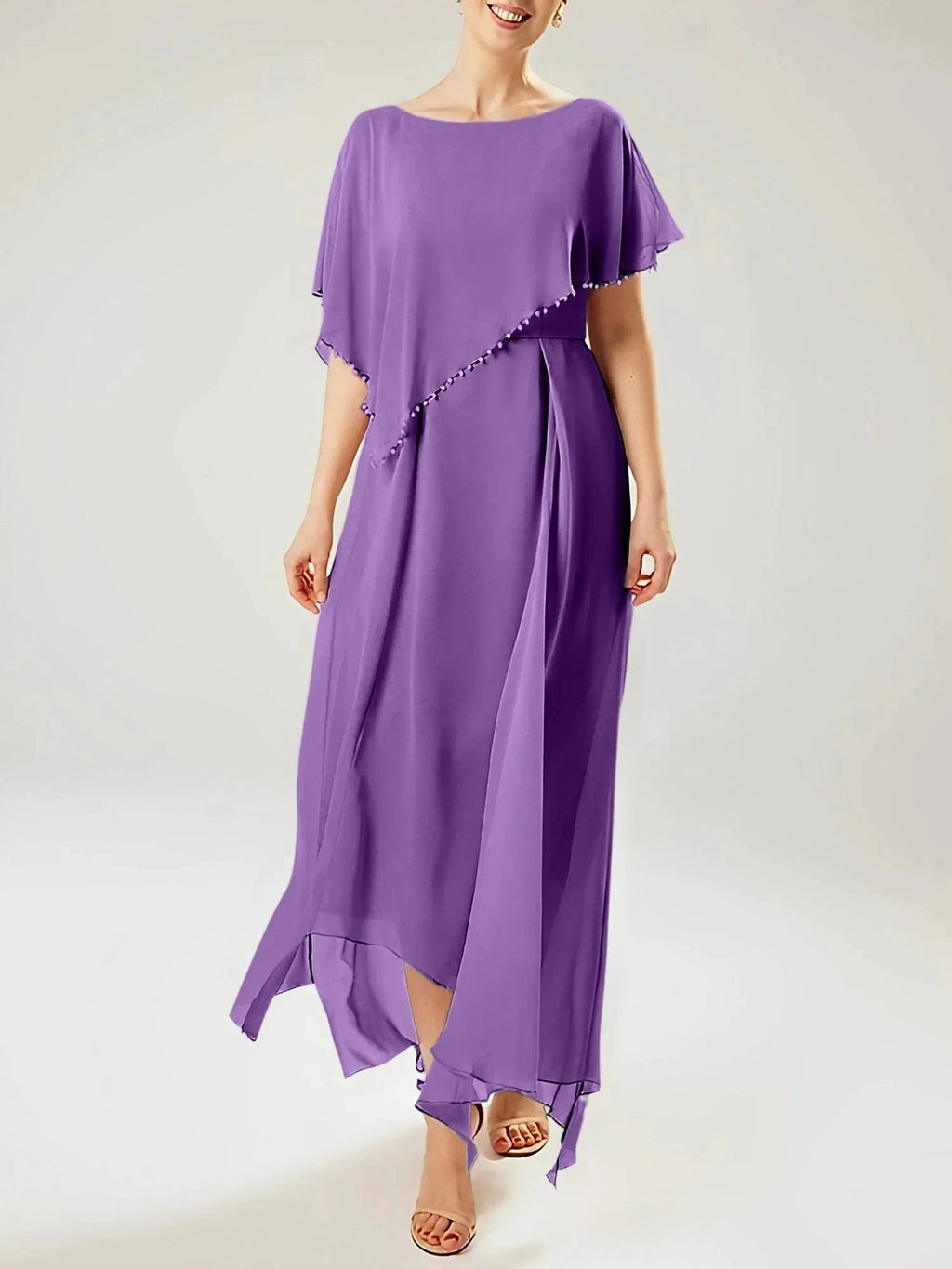 Sheath/Column Scoop Short Sleeves Mother of the Bride Dresses with Tassel by Dreamylily