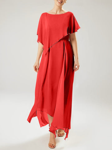 Vestidos de madre de la novia con mangas cortas, corte tubo/columna y borlas 