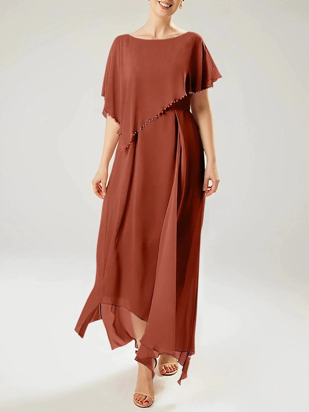 Sheath/Column Scoop Short Sleeves Mother of the Bride Dresses with Tassel by Dreamylily
