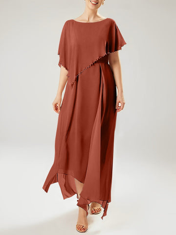 Vestidos de madre de la novia con mangas cortas, corte tubo/columna y borlas 