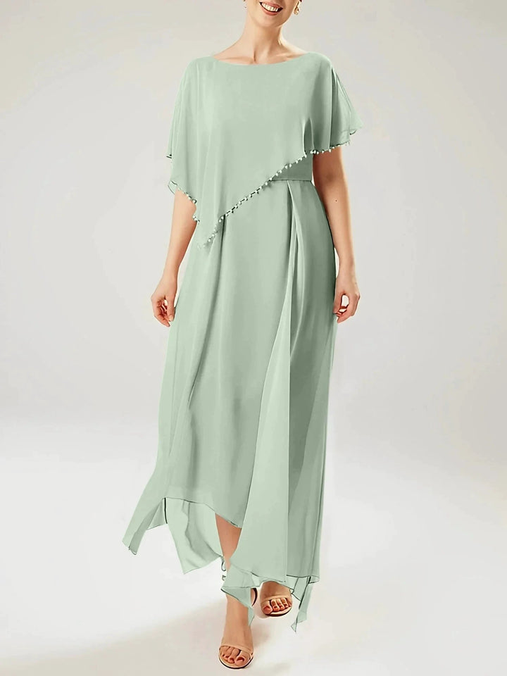 Sheath/Column Scoop Short Sleeves Mother of the Bride Dresses with Tassel by Dreamylily