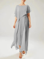 Sheath/Column Scoop Short Sleeves Mother of the Bride Dresses with Tassel by Dreamylily