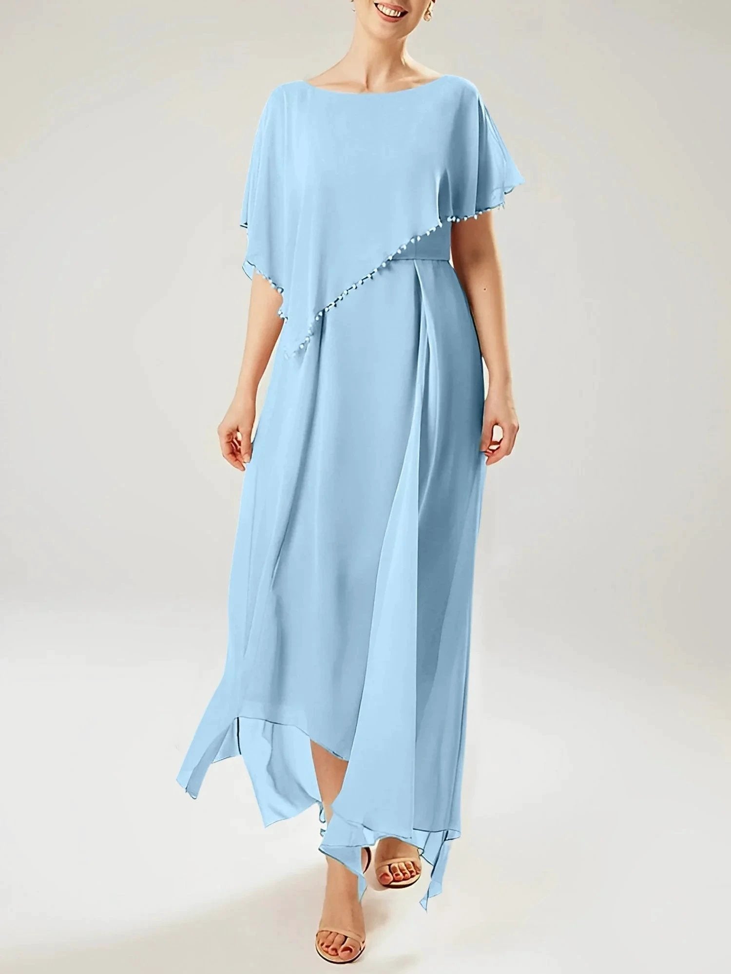 Sheath/Column Scoop Short Sleeves Mother of the Bride Dresses with Tassel by Dreamylily