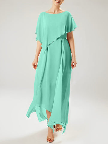 Vestidos de madre de la novia con mangas cortas, corte tubo/columna y borlas 