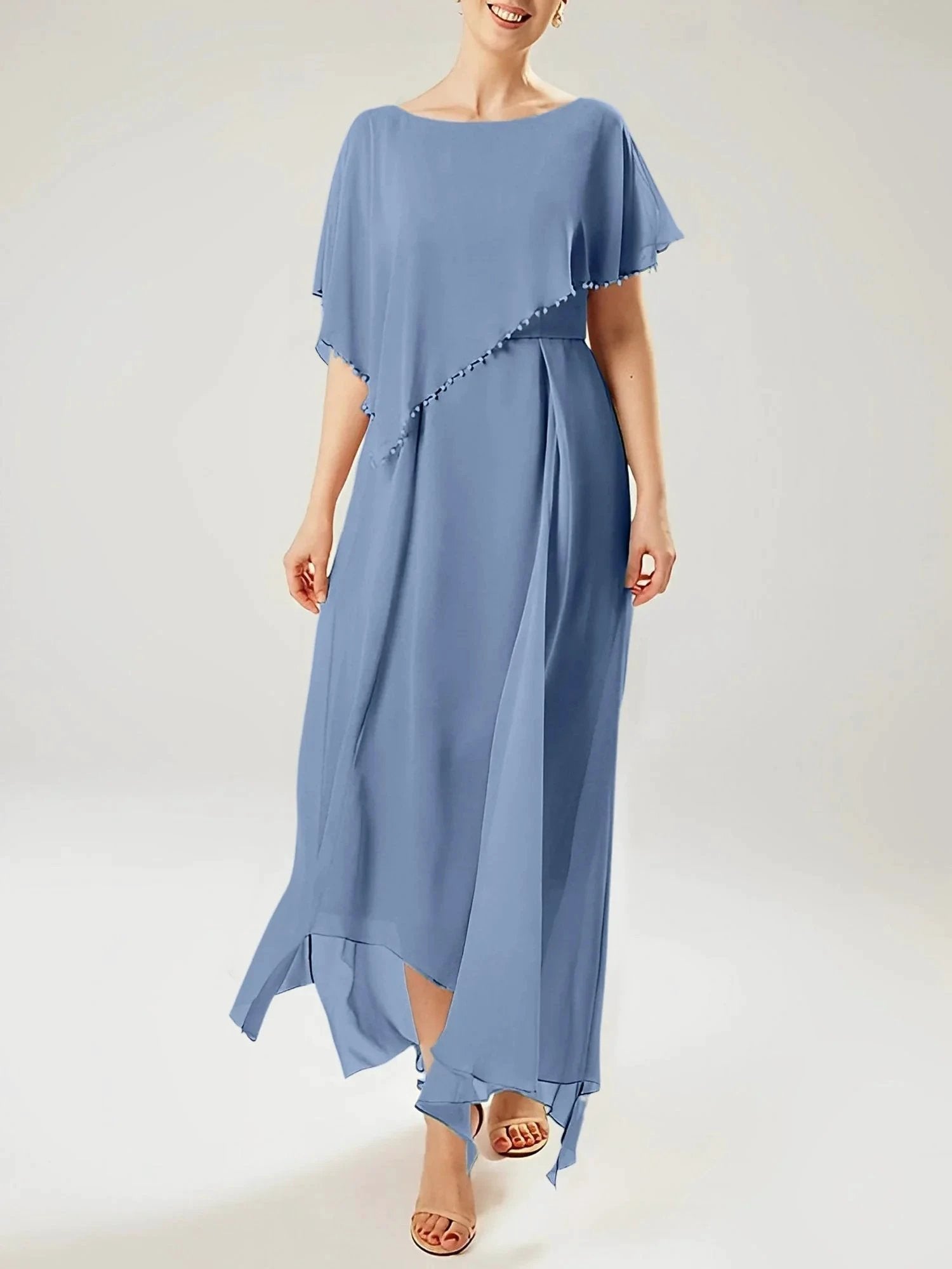 Sheath/Column Scoop Short Sleeves Mother of the Bride Dresses with Tassel by Dreamylily